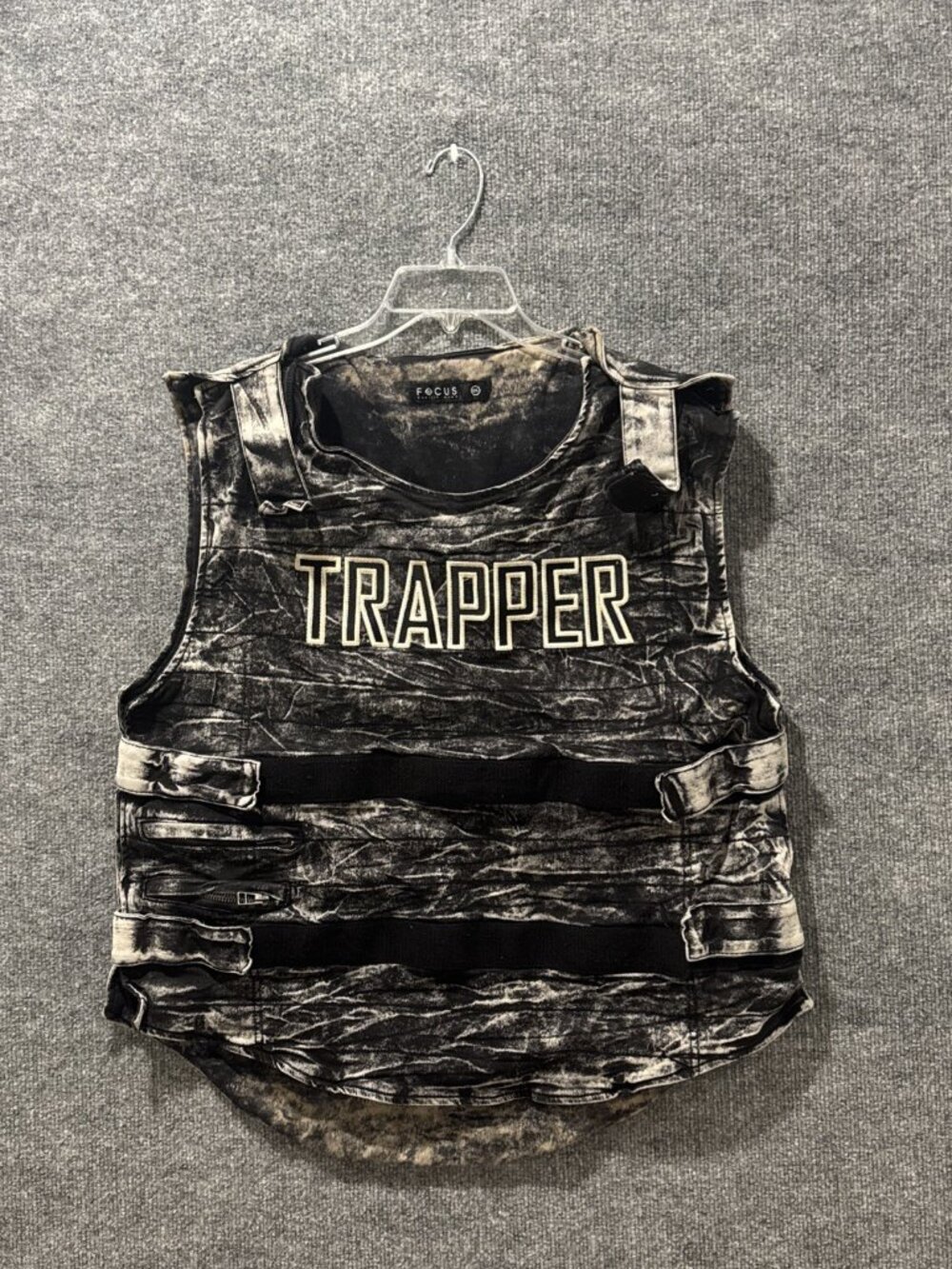 Quality Wear Red Rare Strapped Designer Denim Trapper Vest Dj Fredy S Sz 2XL